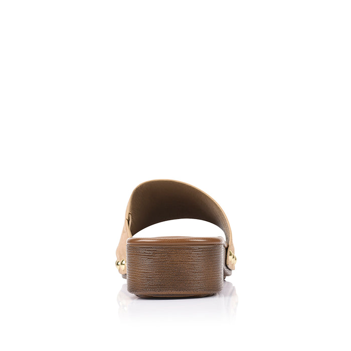 Women's slip on boho clogs with microsuede upper and studded details