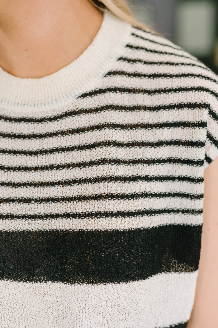 Chic and Sweet Striped Knit Top Womens Ave Shops- Tilden Co.