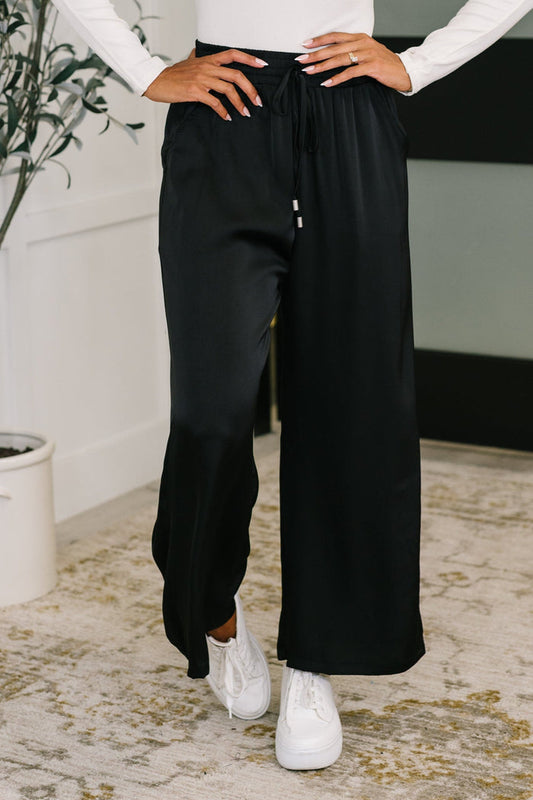 City Ease Wide Leg Bottoms in Black Casual Pants Ave Shops- Tilden Co.