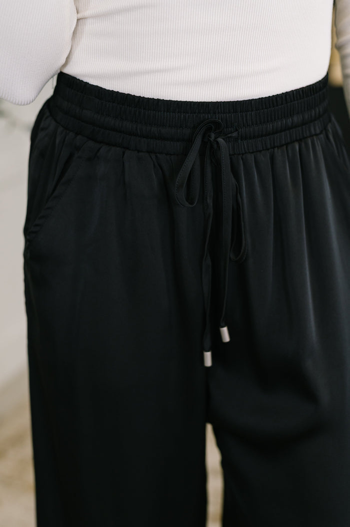 City Ease Wide Leg Bottoms in Black Casual Pants Ave Shops- Tilden Co.