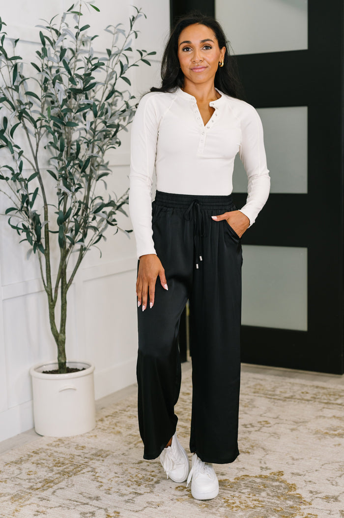 City Ease Wide Leg Bottoms in Black Casual Pants Ave Shops- Tilden Co.