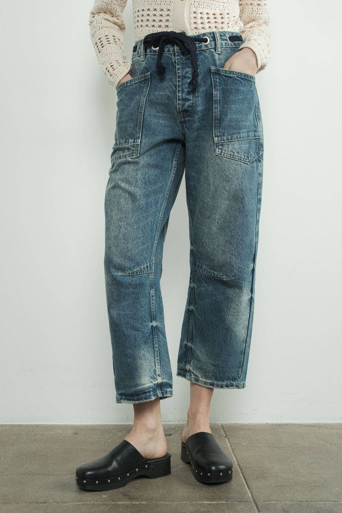 Corded Barrel Denim in Med. Wash Small Small Jeans Aaron & Amber- Tilden Co.