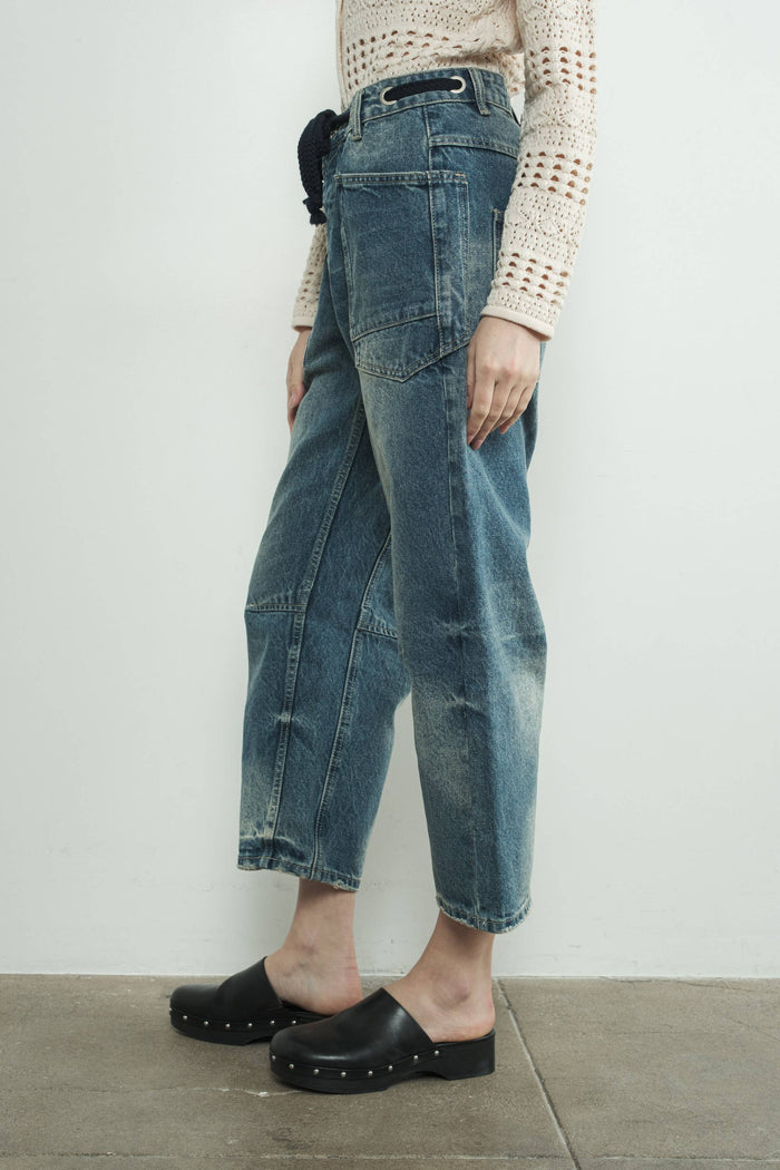 Corded Barrel Denim in Med. Wash Jeans Aaron & Amber- Tilden Co.