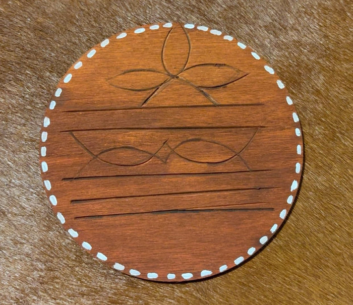 Cowboy Boot Print Custom Hand Painted/ Wood Burned Set Of Four