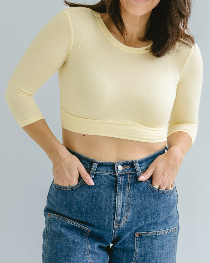 Crew Neck 3/4 Sleeve Halftee Yellow / XS Yellow XS Layering Top HALFTEE Layering Fashions- Tilden Co.