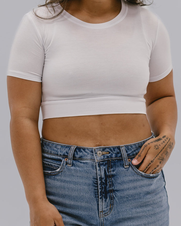 Crew Neck Boyfriend Halftee White / XS White XS Layering Top HALFTEE Layering Fashions- Tilden Co.