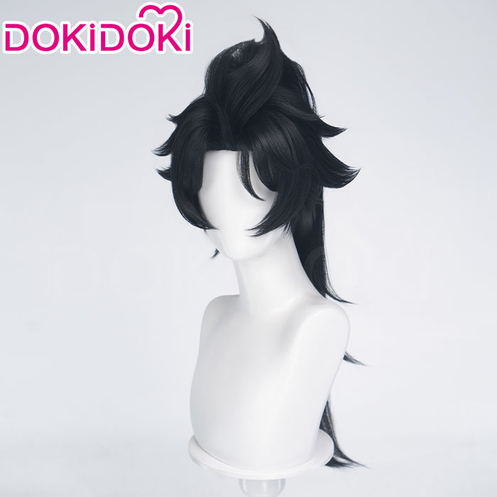 【Crimped Base】DokiDoki Game Cosplay Wig Long Straight Black Hair Detachable Braided