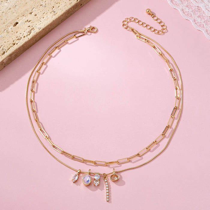 Crystal Cluster Double-Layer Necklace | 80N92679 JOSSLYN by wall to wall- Tilden Co.