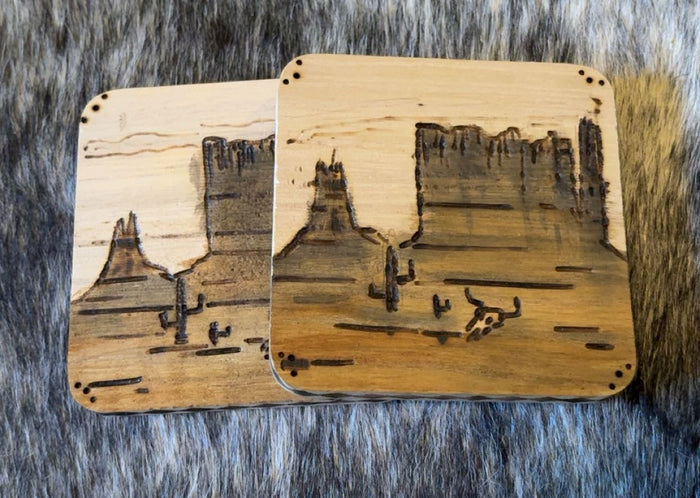 Custom Handmade Wood Burned - Desert Coaster Set Of 2
