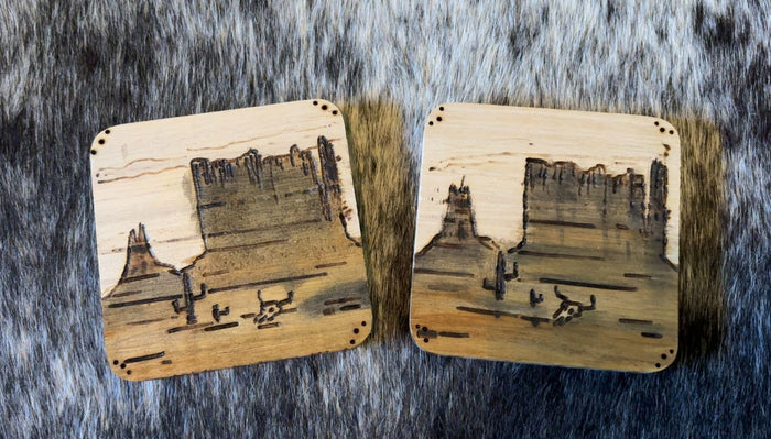 Custom Handmade Wood Burned - Desert Coaster Set Of 2