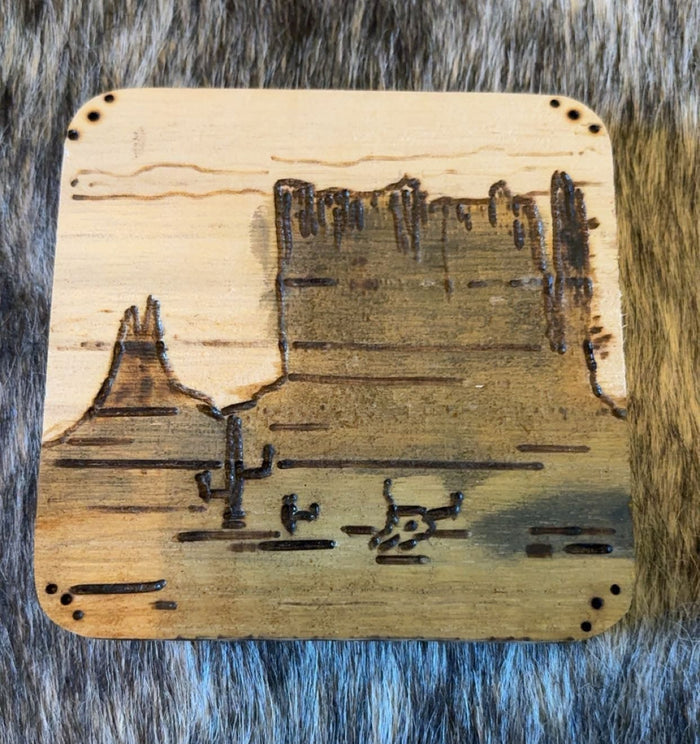 Custom Handmade Wood Burned - Desert Coaster Set Of 2