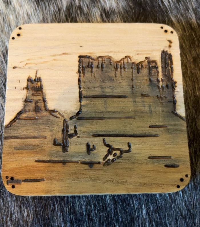Custom Handmade Wood Burned - Desert Coaster Set Of 2