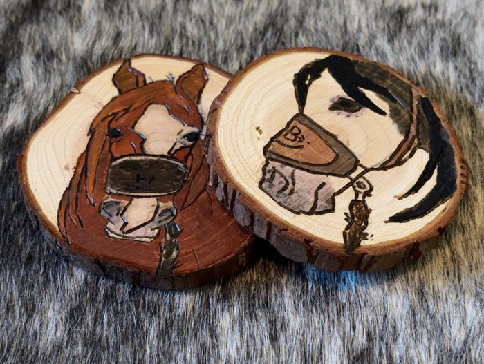 Custom Handmade Wood Burned - Saddle Broncs Coaster Set Of 2
