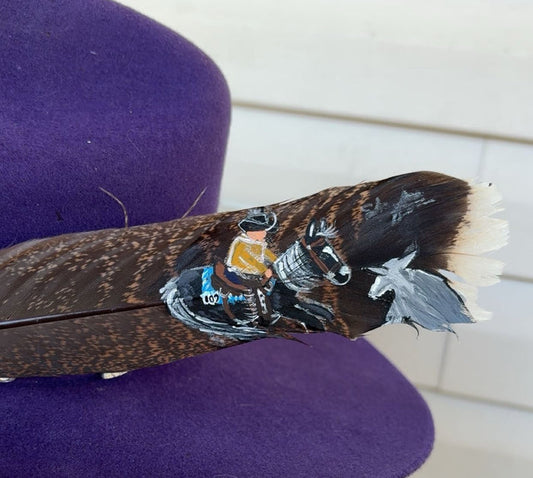 Cutting Horse Painted Turkey Feather