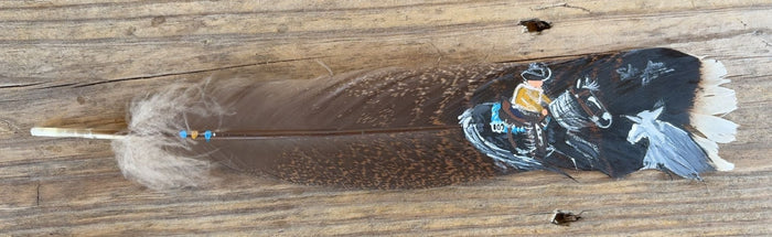 Cutting Horse Painted Turkey Feather