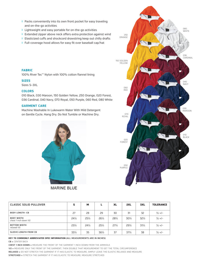 Delta Zeta Classic Solid Pullover Windbreaker - Lined