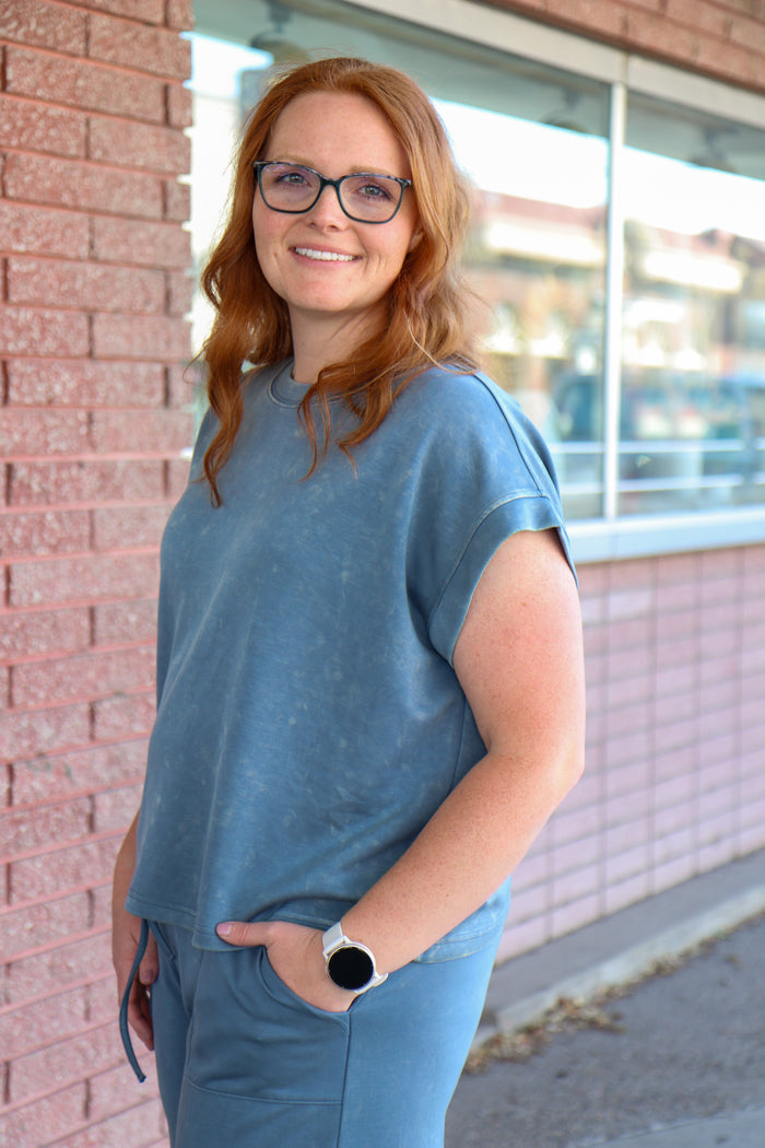 Denim Mineral Wash Top T-Shirt Sewn and Seen- Tilden Co.