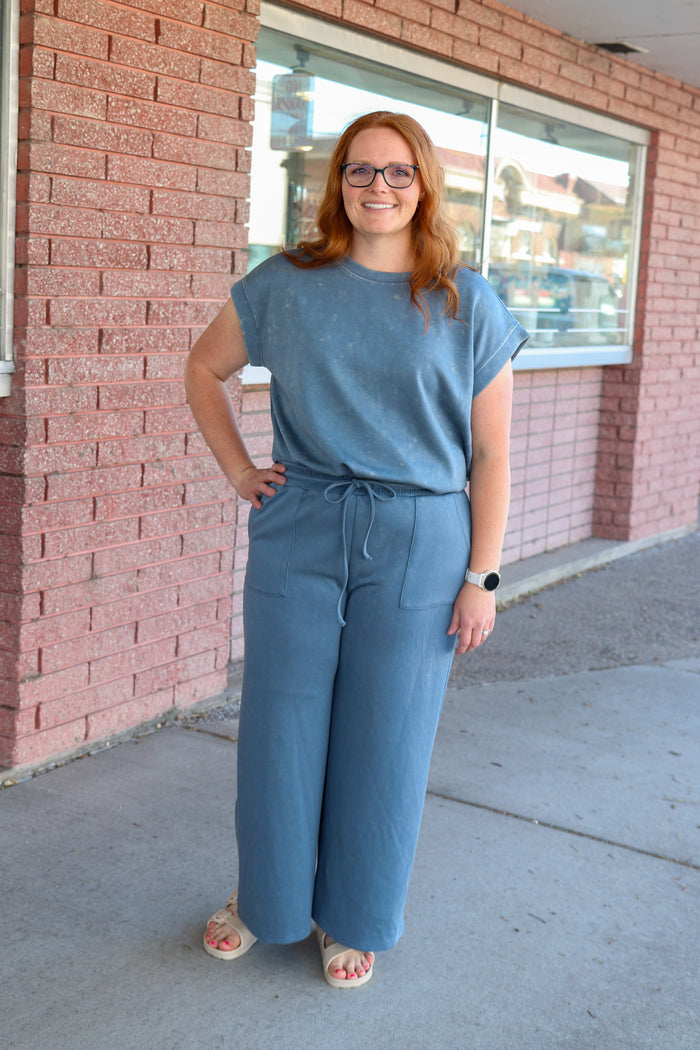 Denim Mineral Wash Top T-Shirt Sewn and Seen- Tilden Co.