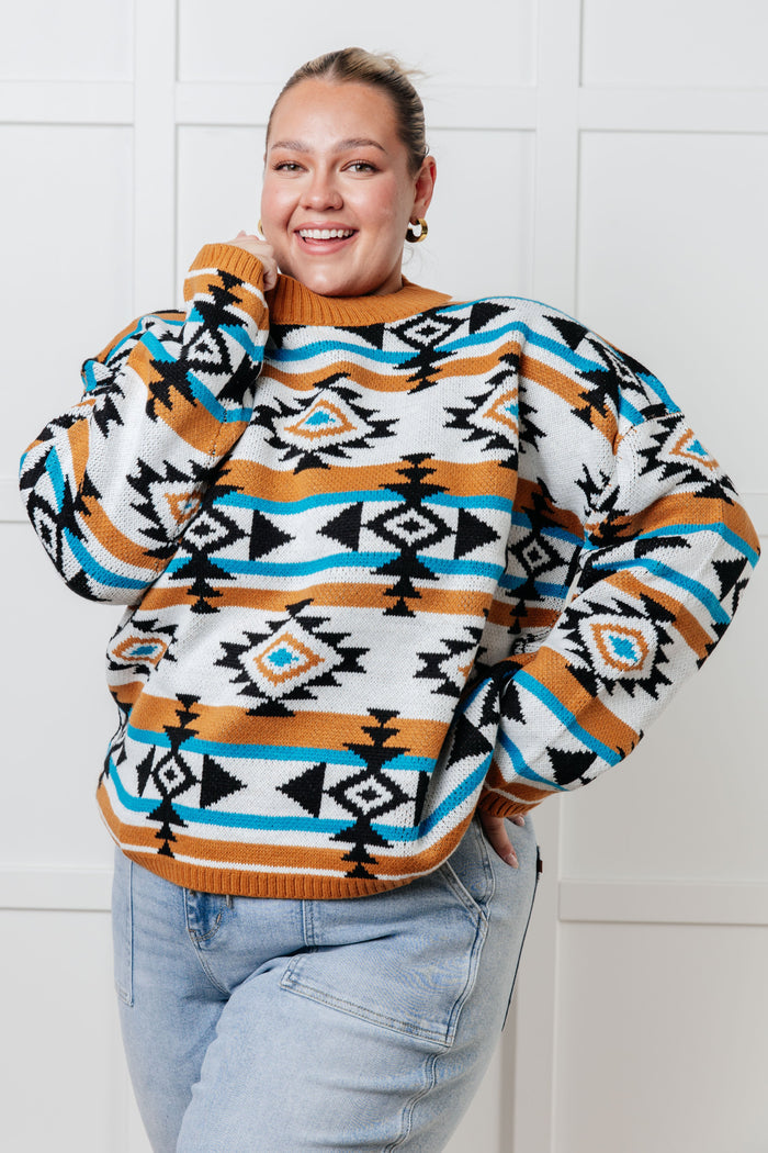 Desert Vibes Geometric Striped Sweater Sweater Ave Shops- Tilden Co.