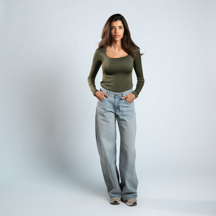 Diss & Miss Long Sleeve Square Neck Top 1