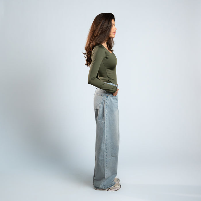 Diss & Miss Long Sleeve Square Neck Top 1