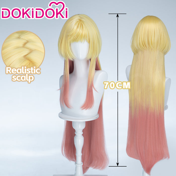 DokiDoki Anime MARRIAGETOXIN Cosplay Mei Kinosaki Wig Long Straight Golden Pink Gradient Hair