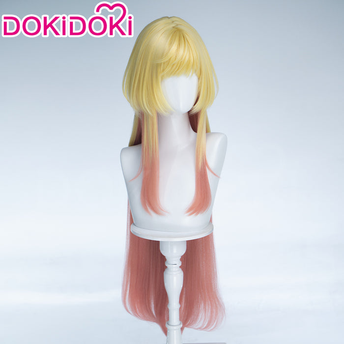 DokiDoki Anime MARRIAGETOXIN Cosplay Mei Kinosaki Wig Long Straight Golden Pink Gradient Hair