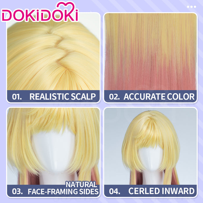 DokiDoki Anime MARRIAGETOXIN Cosplay Mei Kinosaki Wig Long Straight Golden Pink Gradient Hair