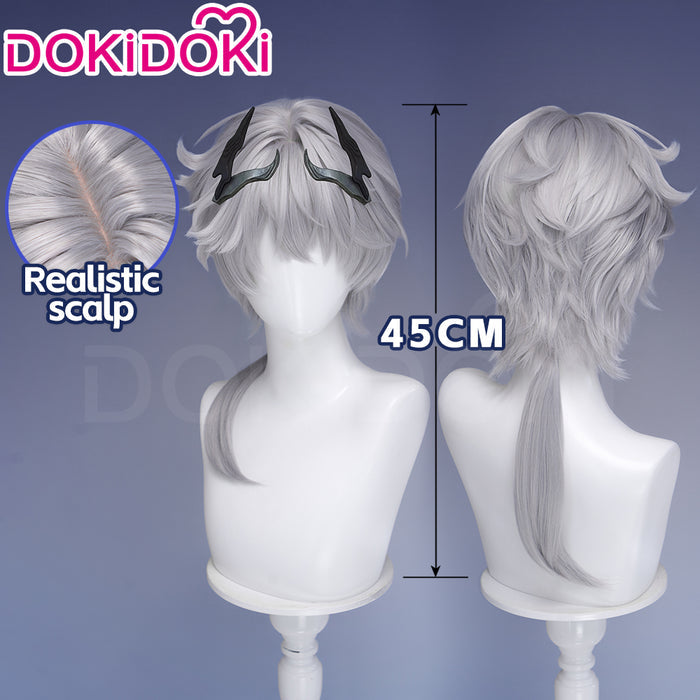 DokiDoki Game Arknights: Endfield Cosplay Ardashir Wig Short Silver Hair Pre Braided