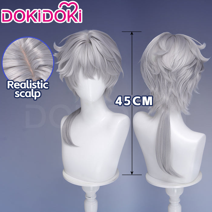 DokiDoki Game Arknights: Endfield Cosplay Ardashir Wig Short Silver Hair Pre Braided