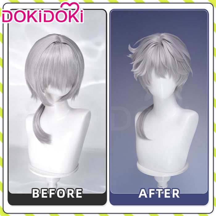DokiDoki Game Arknights: Endfield Cosplay Ardashir Wig Short Silver Hair Pre Braided