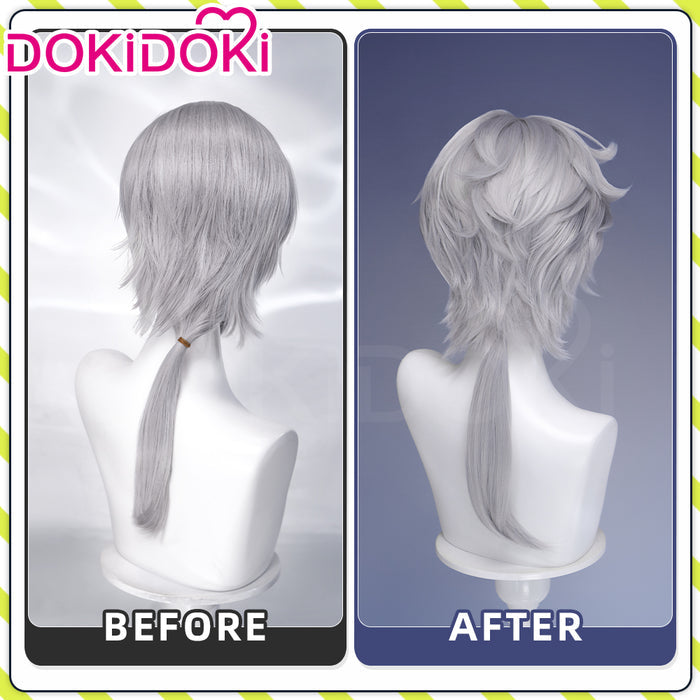 DokiDoki Game Arknights: Endfield Cosplay Ardashir Wig Short Silver Hair Pre Braided