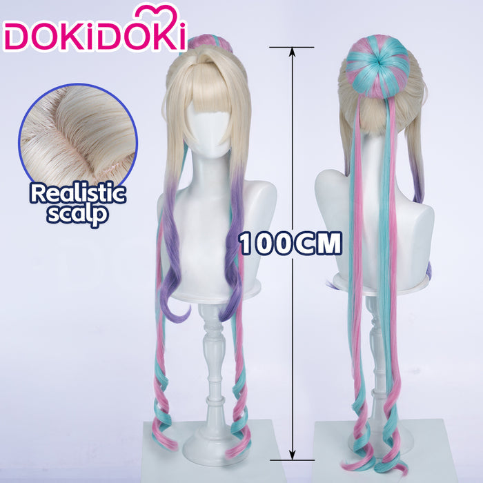 DokiDoki Game NEEDY GIRL OVERDOSE Cosplay Prince KAngel Wig Long Curly Blonde Purple Pink BlueGradient Hair Needy Streamer Overload