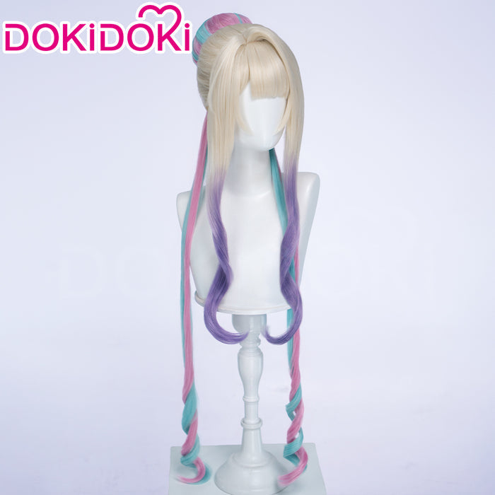 DokiDoki Game NEEDY GIRL OVERDOSE Cosplay Prince KAngel Wig Long Curly Blonde Purple Pink BlueGradient Hair Needy Streamer Overload