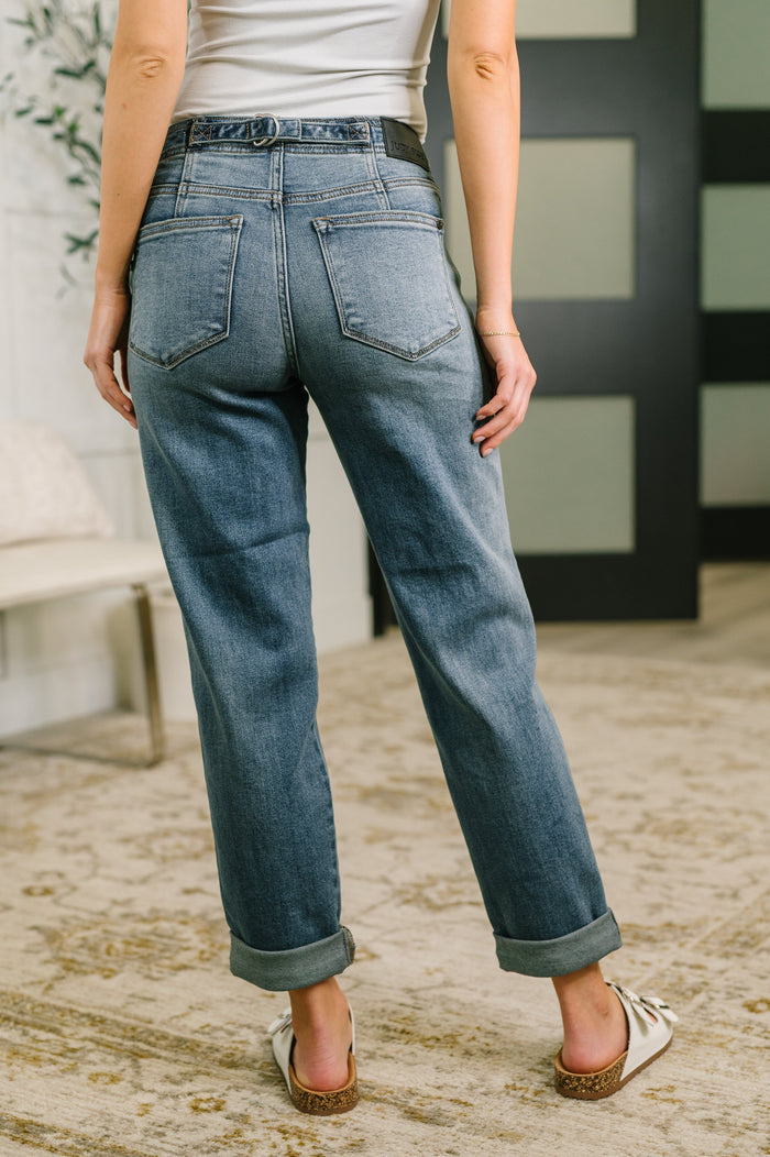 Doris Mid Rise Boyfriend with Adjustable Back Tab + Hollywood WB Jeans Ave Shops- Tilden Co.