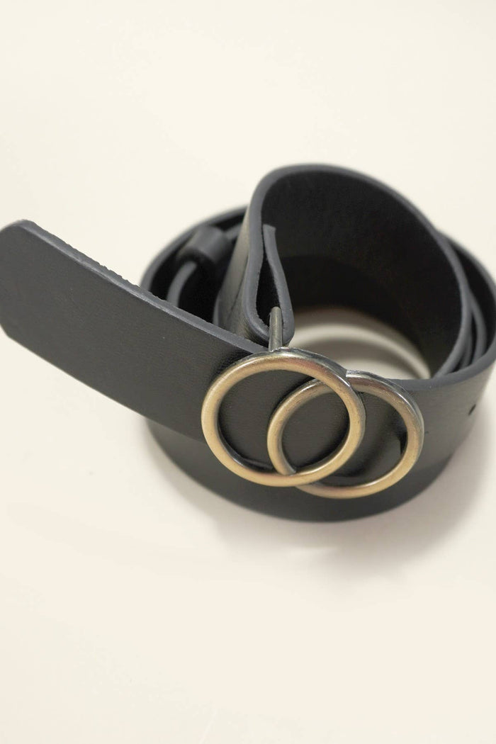 Double O Buckle Belt Black Black JOSSLYN by wall to wall- Tilden Co.