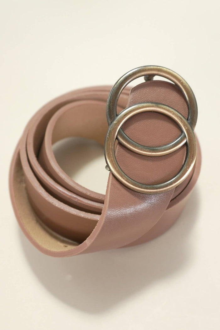 Double O Buckle Belt Taupe Taupe JOSSLYN by wall to wall- Tilden Co.