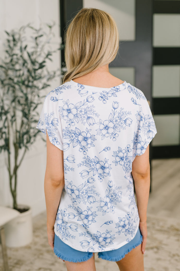 Down Right Delicate V-Neck Floral Top Womens Ave Shops- Tilden Co.