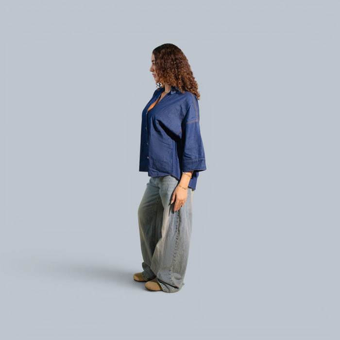 Eighties Wide Sleeve Denim Shirt