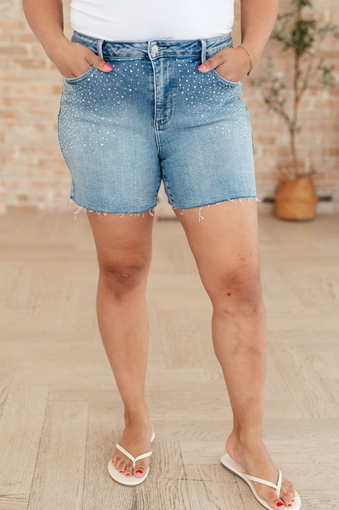 Elle High Rise Rhinestone Cutoff Shorts Shorts Ave Shops- Tilden Co.