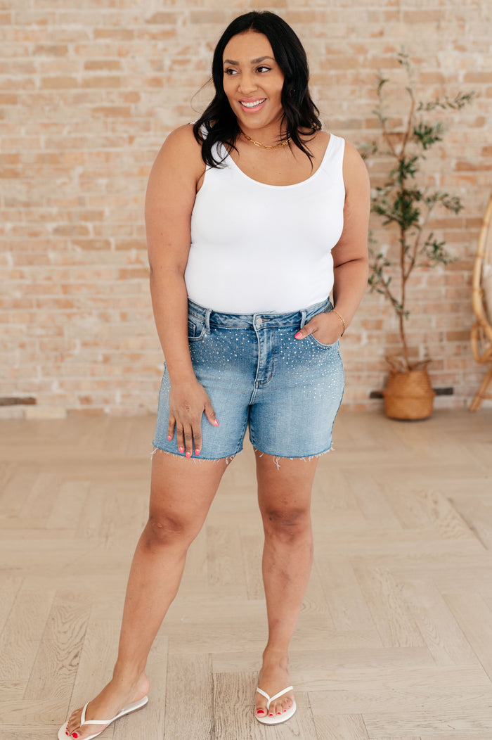 Elle High Rise Rhinestone Cutoff Shorts Shorts Ave Shops- Tilden Co.