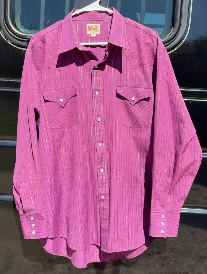 Ely Cattleman Maroon Sparkle Pearl Snap