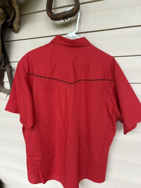 Ely Cattlemen Red Eagle Stitched Short Sleeve Pearl Snap