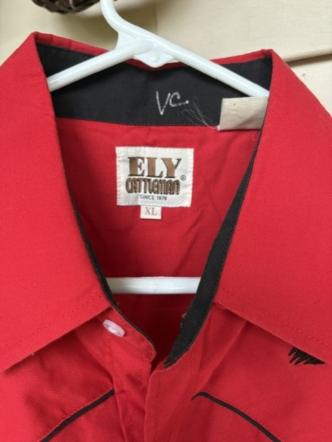 Ely Cattlemen Red Eagle Stitched Short Sleeve Pearl Snap