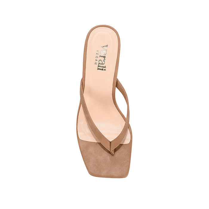 Essence Heeled Thongs - Biscuit