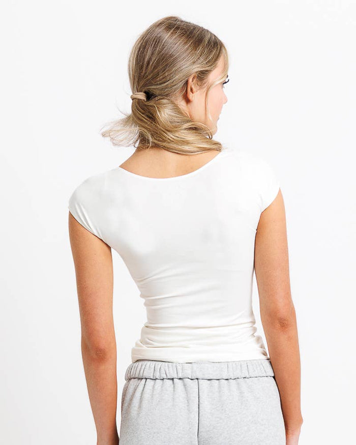Essential Basic Layering Short Sleeve Scoop Neck Tee Layering Top Downeast- Tilden Co.