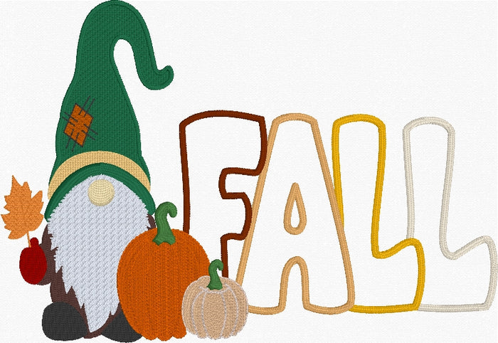 Fall Gnome Applique Embroidery Design