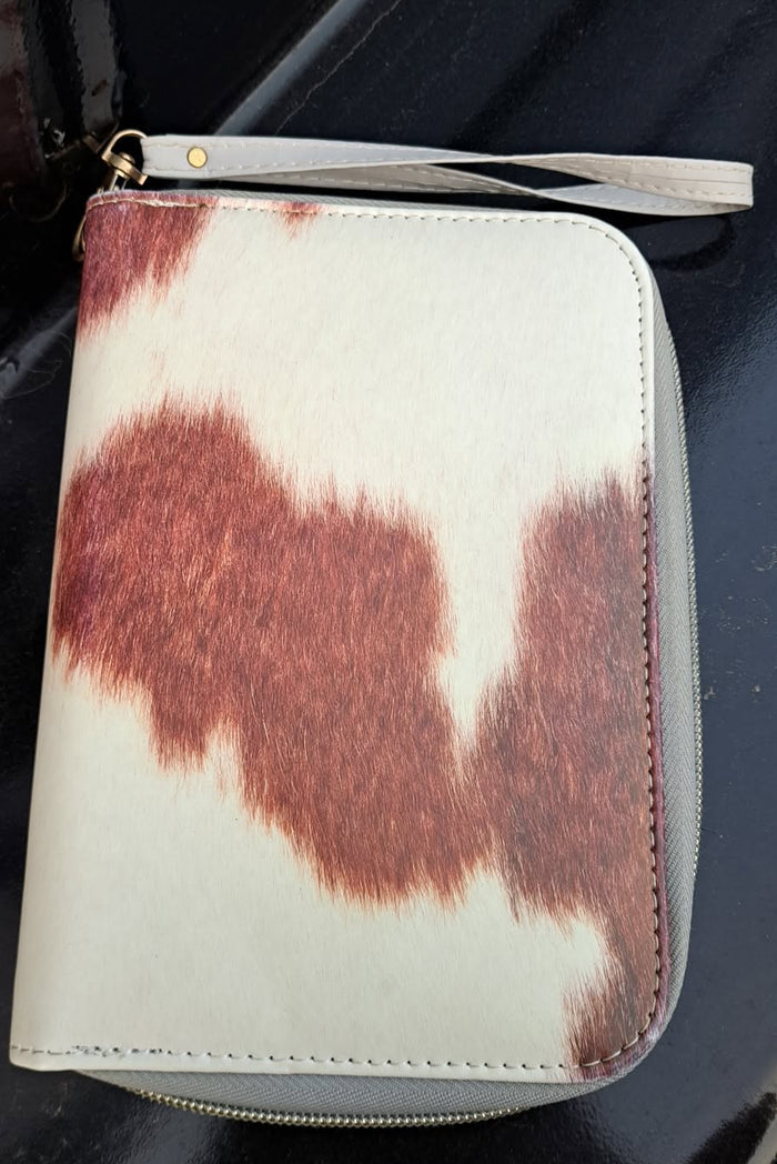 Faux Plastic Cowhide Hand Clutch