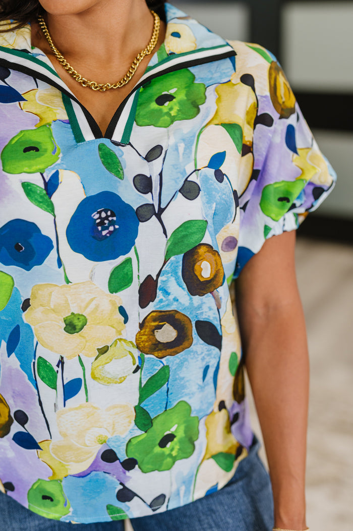 Fielding Questions Floral Top T-Shirt Ave Shops- Tilden Co.