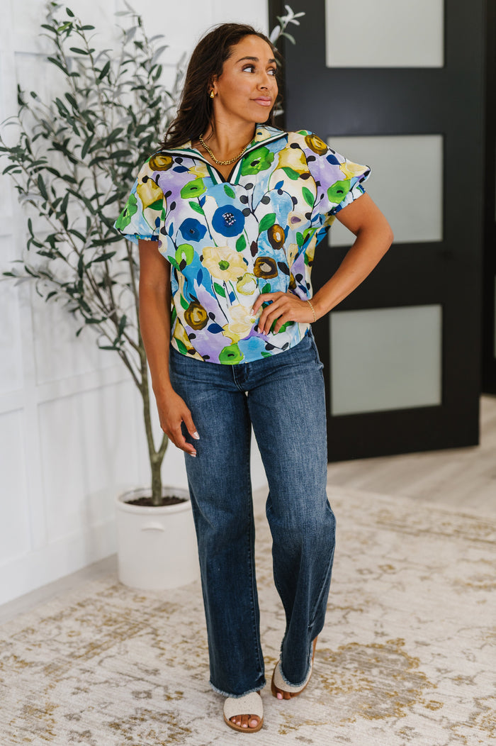 Fielding Questions Floral Top T-Shirt Ave Shops- Tilden Co.